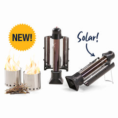 Two Sun Kettle Solar Water Heaters, and two Starfire Camp Stoves. 